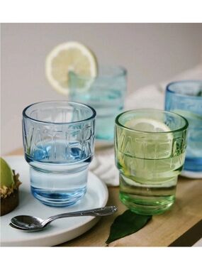 4 La Rochere Boston Water Tumblers Blue, Green, Curaçao, Kiwi. Made In France